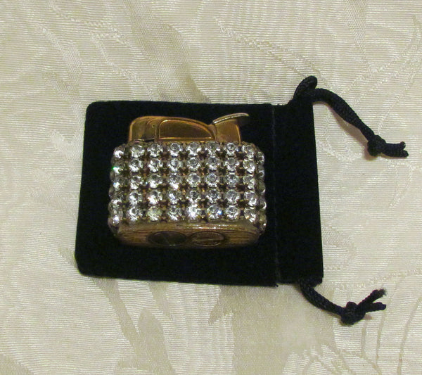 Evans Gold Rhinestone Lighter 1950's Working Lighter Mad Men Bling Excellent Condition
