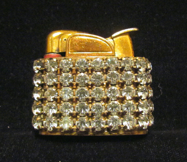 Evans Gold Rhinestone Lighter 1950's Working Lighter Mad Men Bling Excellent Condition