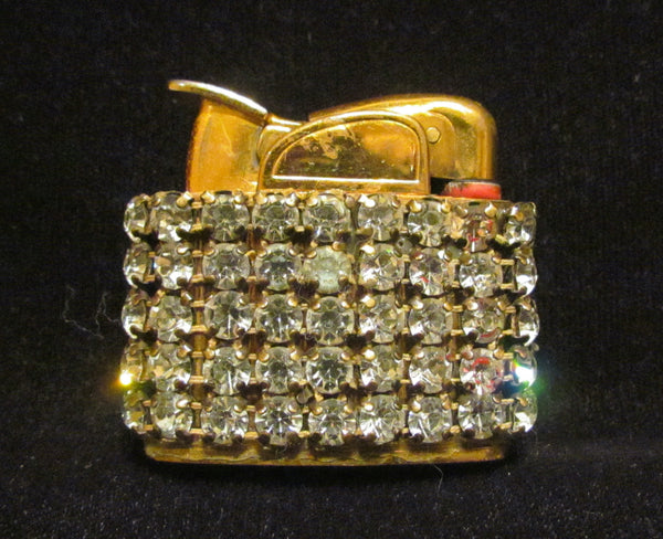 Evans Gold Rhinestone Lighter 1950's Working Lighter Mad Men Bling Excellent Condition