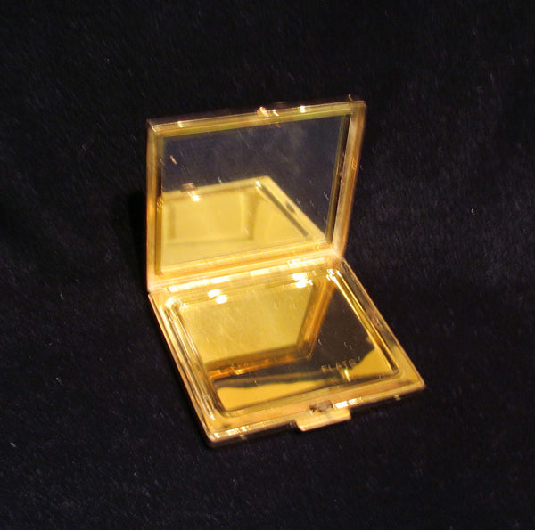 Paul Flato Rhinestone Compact Rare Vintage Gold Plated Powder Makeup Compact