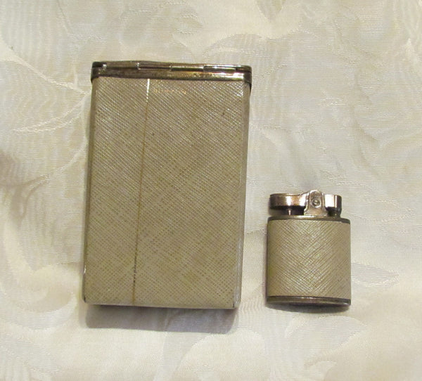 Buxton Leather Cigarette Case & Lighter Set Vintage Working Lighter Retro Regulars Kings 100s