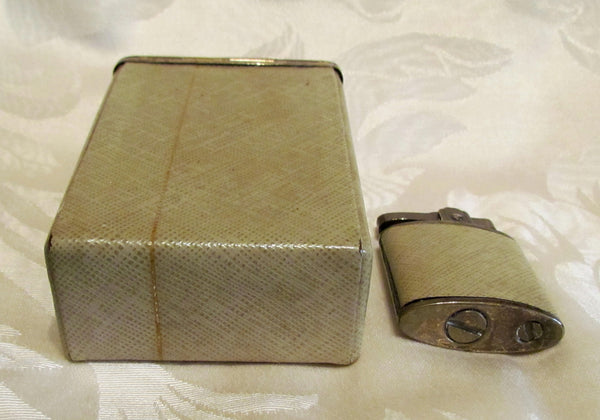 Buxton Leather Cigarette Case & Lighter Set Vintage Working Lighter Retro Regulars Kings 100s