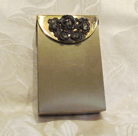 1950s Cigarette Case Mid Century Gold Tone Rhinestone Case