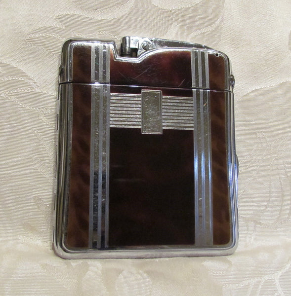 Ronson Ten A Case Lighter 1940s Enamel Cigarette Case Lighter Vintage Art Deco Pouch Box Working Excellent Condition