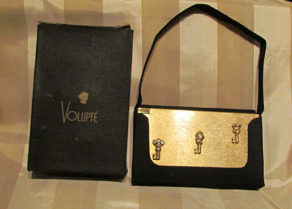 Volupte Lip Lock Purse & Cigarette Case 1950's Gold And Black