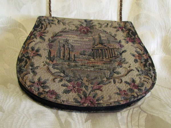 Victorian Tapestry Purse 1900s Petit Point Handbag Loomed Needle