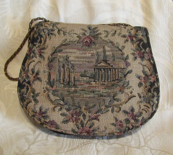 Victorian Tapestry Purse 1900s Petit Point Handbag Loomed Needle