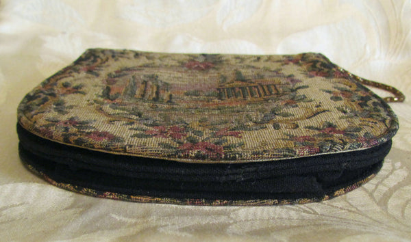 Victorian Tapestry Purse 1900s Petit Point Handbag Loomed Needle