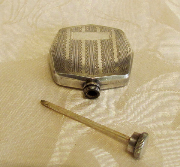 Antique Flask Perfume Bottle 1910s Edwardian Silver Snuff Bottle Blank Cartouche
