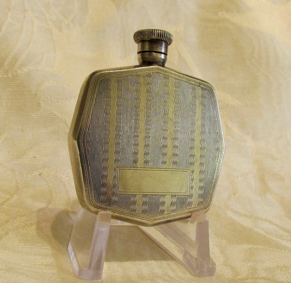 Antique Flask Perfume Bottle 1910s Edwardian Silver Snuff Bottle Blank Cartouche