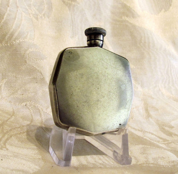 Antique Flask Perfume Bottle 1910s Edwardian Silver Snuff Bottle Blank Cartouche