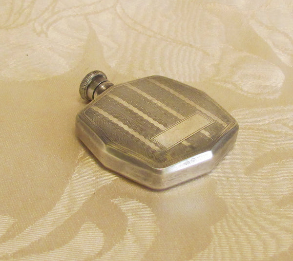 Antique Flask Perfume Bottle 1910s Edwardian Silver Snuff Bottle Blank Cartouche