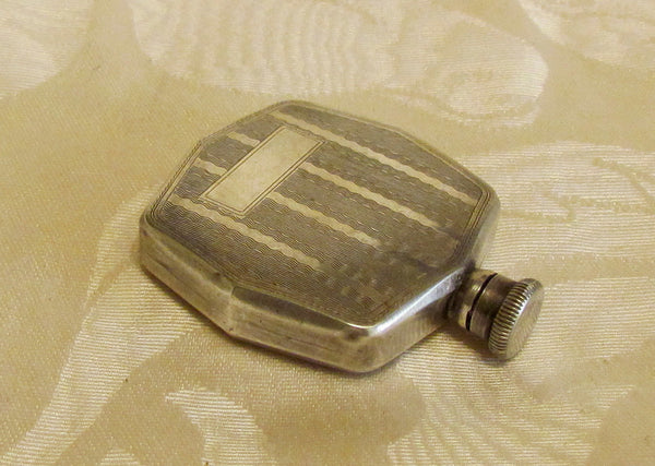Antique Flask Perfume Bottle 1910s Edwardian Silver Snuff Bottle Blank Cartouche