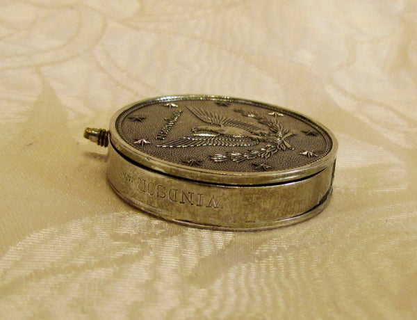 Silver Coin Lighter 1950s Windsor Pocket Lighter Mid Century Working Condition