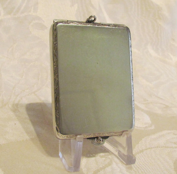 Antique EAM Match Safe Chatelaine Vesta Silver Edwardian Nickel Silver Case