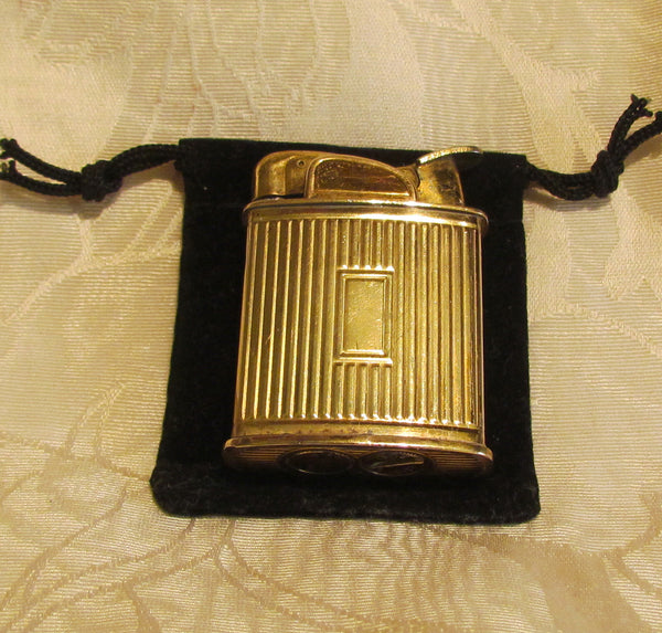 1940s Evans Baron Lighter Gold Art Deco Working Pocket Lighter