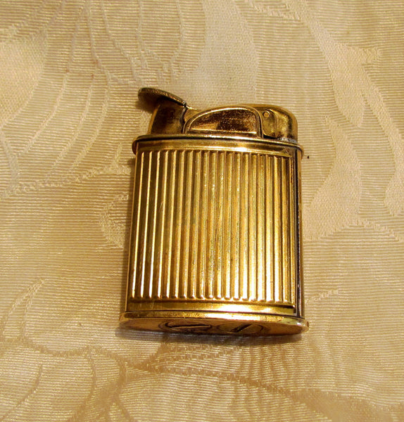 1940s Evans Baron Lighter Gold Art Deco Working Pocket Lighter