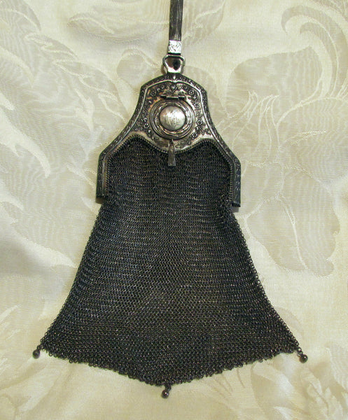 Piccadilly Soldered Mesh Purse Whiting & Davis Compact Sapphire Clasp Bag 1920s Flapper Evening Bag Formal Purse RARE