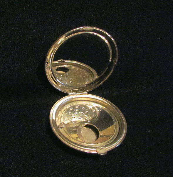 1930s Silver Guilloche Compact Art Deco Powder Mirror Compact