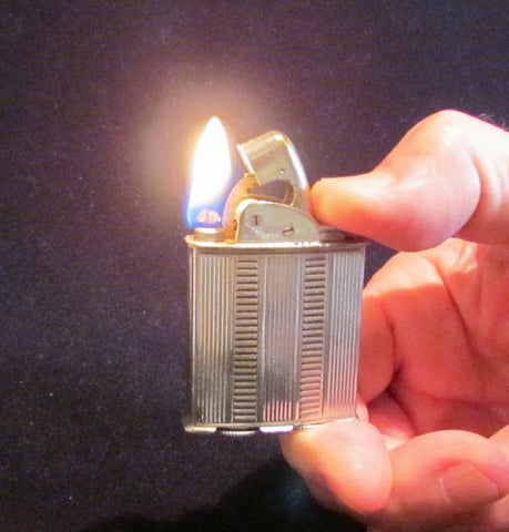 1940s Evans Spitfire Lighter Silver Art Deco Working Pocket Lighter
