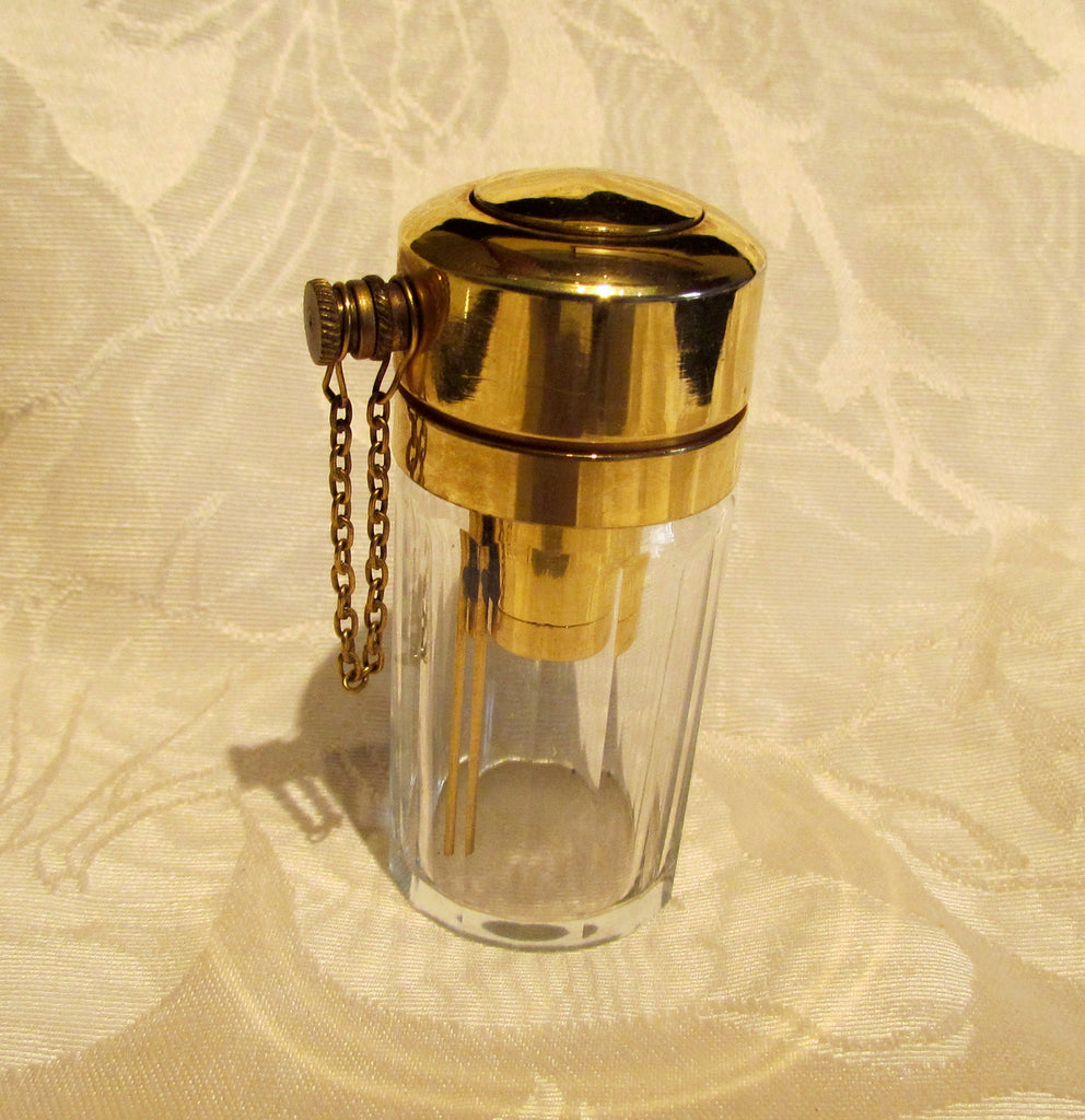 Antique Perfume Bottle 1900s Atomizer Glass Bottle Gold Plated