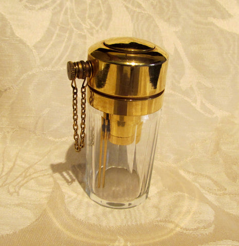 Antique Perfume Bottle 1900s Atomizer Glass Bottle Gold Plated