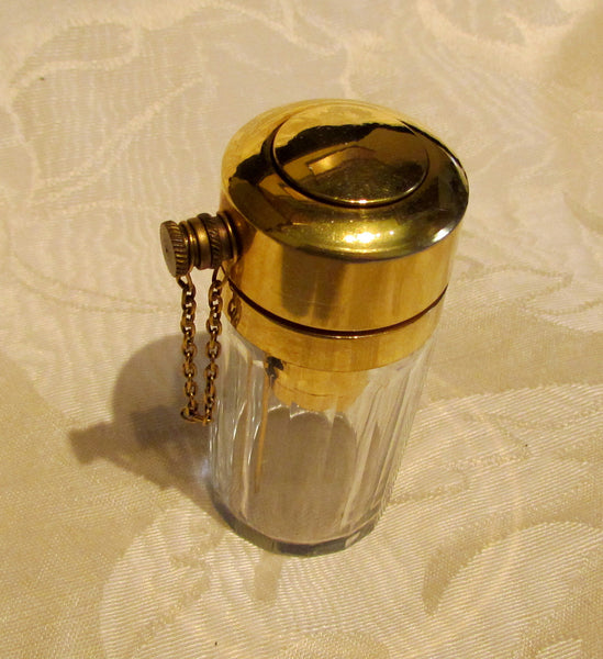 Antique Perfume Bottle 1900s Atomizer Glass Bottle Gold Plated