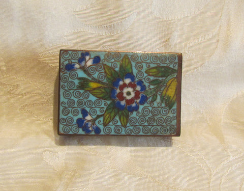 Vintage Match Box Holder Cloisonne 1920s Enamel Copper Match Safe Matchbox Cover