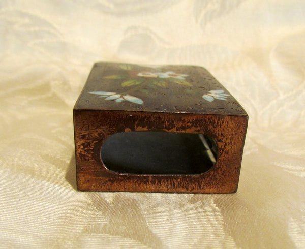 Vintage Match Box Holder Cloisonne 1920s Enamel Copper Match Safe Matchbox Cover
