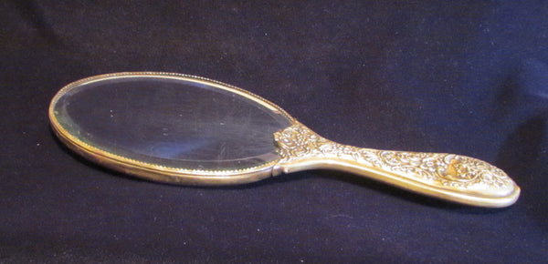 Victorian Hand Held Mirror Antique Beveled Vanity Mirror 1900s