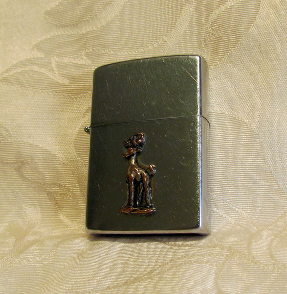 Silver Flip Top Pocket Lighter 1950s Windguard Lighter Working Windproof Copper Deer