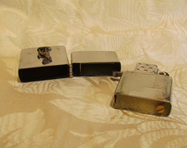 Silver Flip Top Pocket Lighter 1950s Windguard Lighter Working Windproof Copper Deer