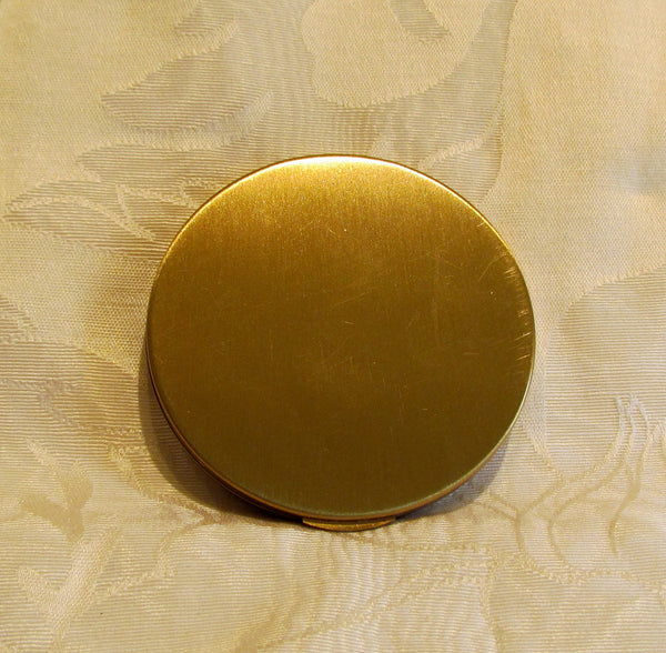 Vintage Guilloche Compact 1950s Powder Mirror Floral Butterfly Compact
