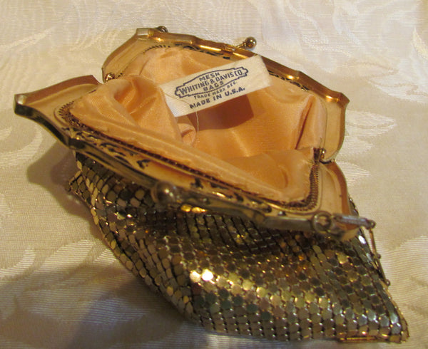 1930s Whiting Davis Gold Mesh Purse Vintage Small Wedding Handbag Formal Bridal Purse Mint Condition