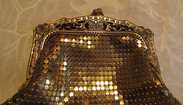 1930s Whiting Davis Gold Mesh Purse Vintage Small Wedding Handbag Formal Bridal Purse Mint Condition