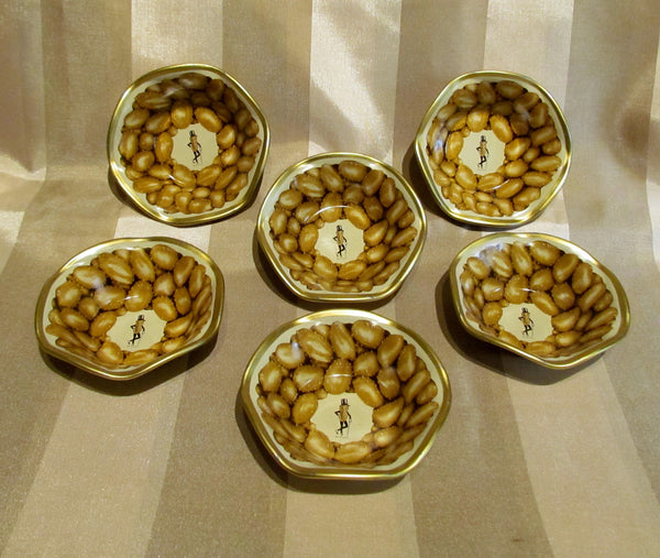 Vintage Mr Peanut Serving Set Gold Spoon 6 Peanut Dishes