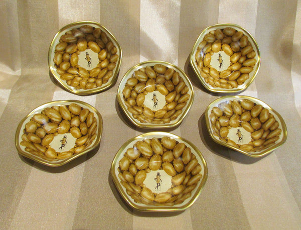 Vintage Mr Peanut Serving Set Gold Spoon 6 Peanut Dishes