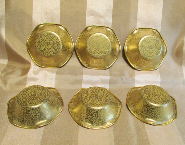 Vintage Mr Peanut Serving Set Gold Spoon 6 Peanut Dishes