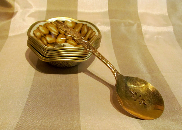 Vintage Mr Peanut Serving Set Gold Spoon 6 Peanut Dishes