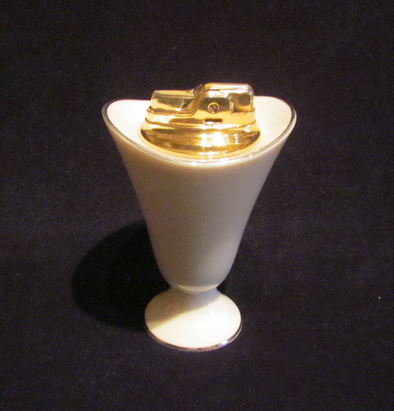 Lenox Ronson Table Lighter Set 1950s Starburst Design Atomic Age Mid Century Working Lighter