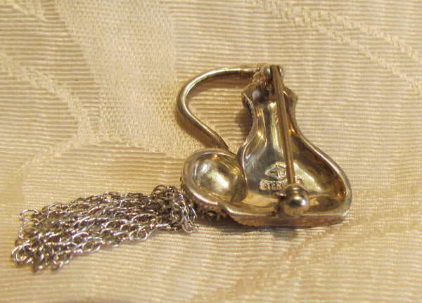 Sterling Silver Perfume Bottle Brooch Vintage Judith Jack Marcasite Pin