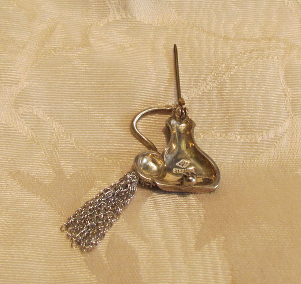 Sterling Silver Perfume Bottle Brooch Vintage Judith Jack Marcasite Pin