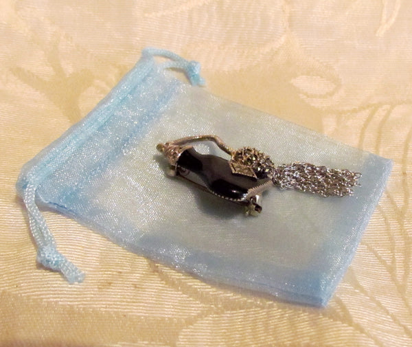 Sterling Silver Perfume Bottle Brooch Vintage Judith Jack Marcasite Pin