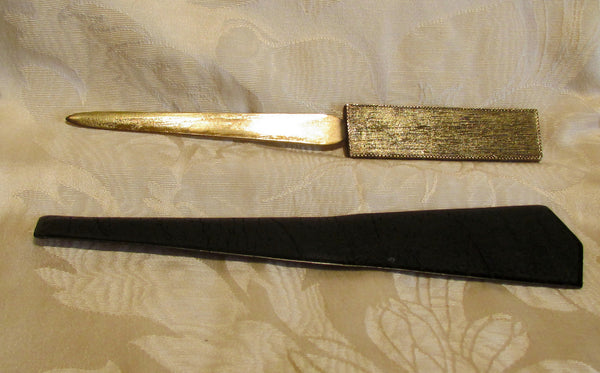 1930s Rotary Club Letter Opener Ambler Pennsylvania Brass With Leather Sleeve