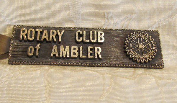 1930s Rotary Club Letter Opener Ambler Pennsylvania Brass With Leather Sleeve