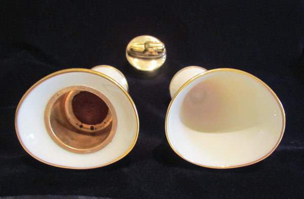 Lenox Ronson Table Lighter Set 1950s Tuxedo Gold Mid Century Working Lighter