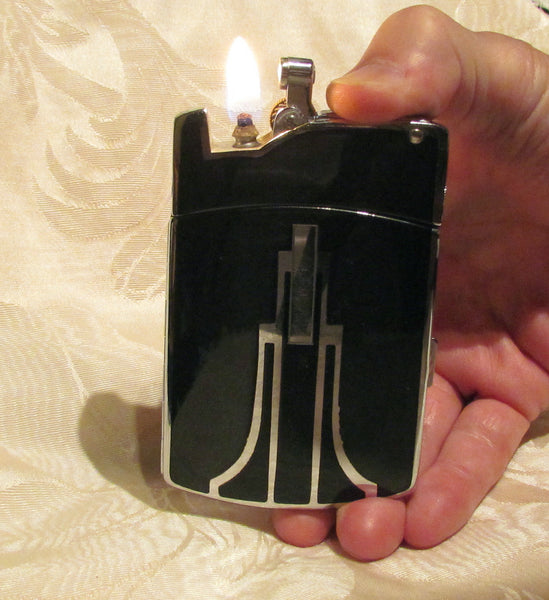 Ronson Tuxedo Case Lighter Art Deco Black Enamel Working Cigarette Case