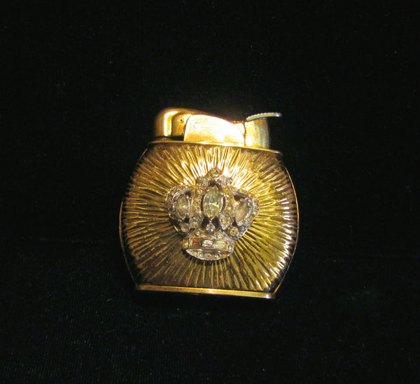 1940s Evans Rhinestone Lighter Working Ladies Windsor Oval Pocket Purse Lighter