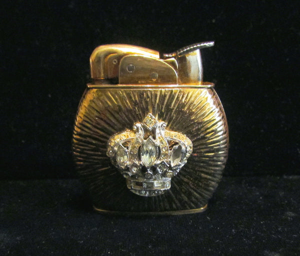 1940s Evans Rhinestone Lighter Working Ladies Windsor Oval Pocket Purse Lighter