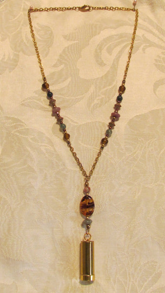 Vintage Folda Cigarette Holder Necklace Handmade Semi Precious Beaded OOAK Pendant Necklace